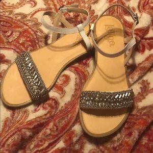 Latigo White Leather Sandals with Silver Beading